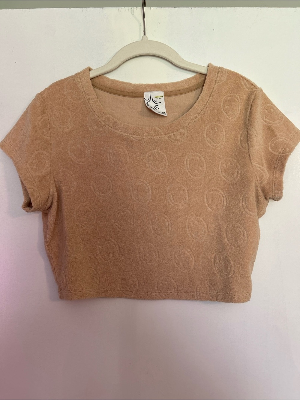 aerie Peach Terry Smiley Crop Top